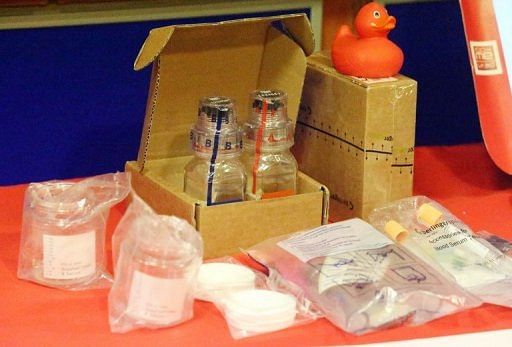 Doping control kits at Loughborough University,England on July 16, 2012 ahead of the London 2012 Olympic Games